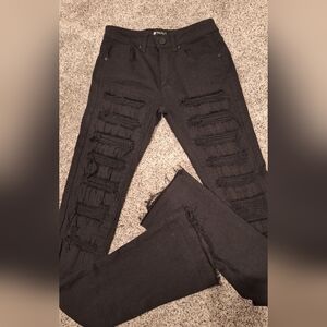 Waimea Men's Black Skinny Distressed Jeans 28 X 36